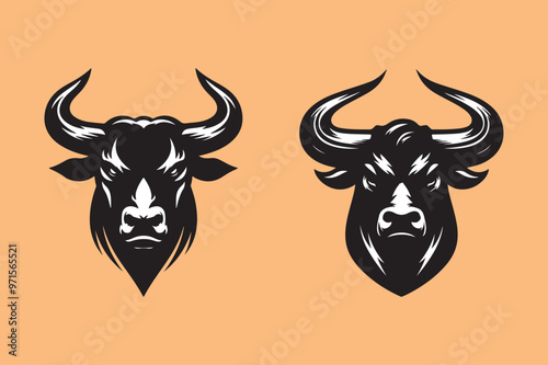 bull head vector art design for t-shirt design.