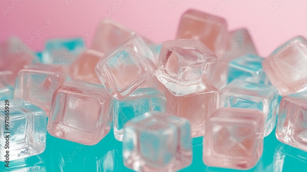 Colorful Ice Cubes in Blue and Red Tones Colorful Ice Cubes in Blue and Red Tones