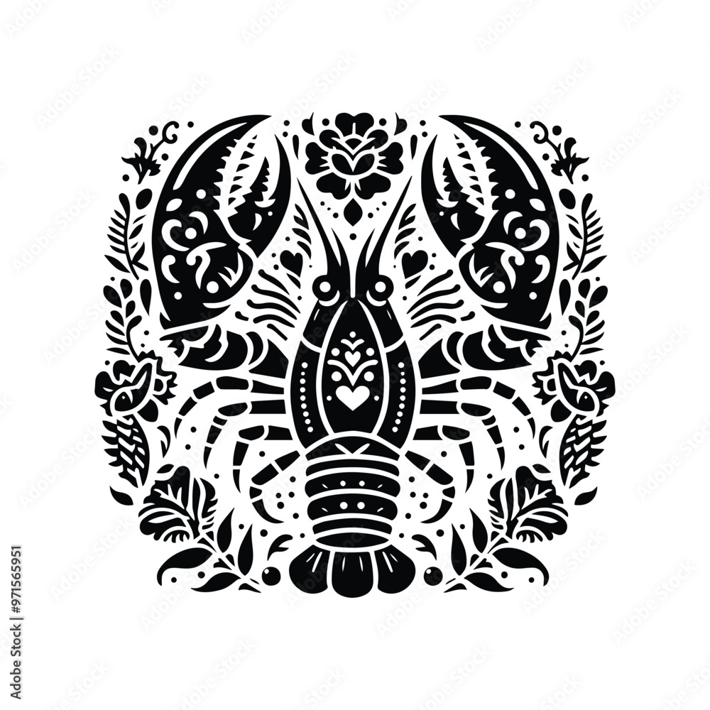 Fototapeta premium Crayfish in folk art