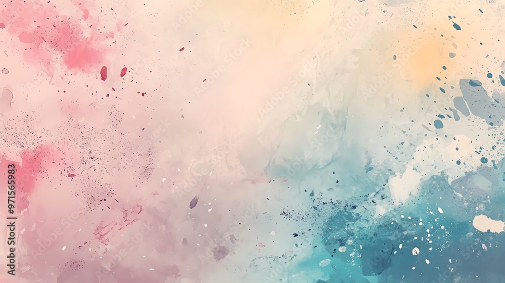 Obraz premium Abstract watercolor background with pink, blue and yellow splashes.