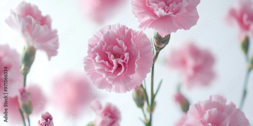 Pink Carnations on White Background Pink Carnations on White Background