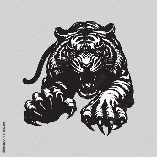 angry tiger vector illustration