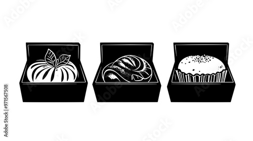 Apple cinnamon-flavored pastries placed in boxes, ready for gifting during the season, vector illustration art