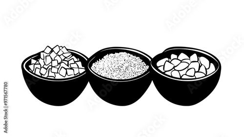 Blend of ground nuts and crumbled baked items, typically used in dessert toppings, vector illustration art