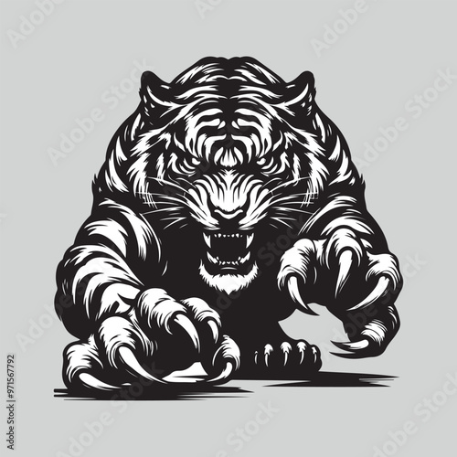 angry tiger vector illustration