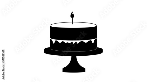 Cake with flat top and even edges, positioned on a stand, vector illustration art