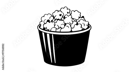 Caramel popcorn in an open container with visible clusters and lightly drizzled pieces, vector illustration art