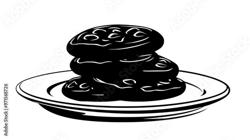 Stack of cookies neatly arranged on a clean dish, vector illustration art