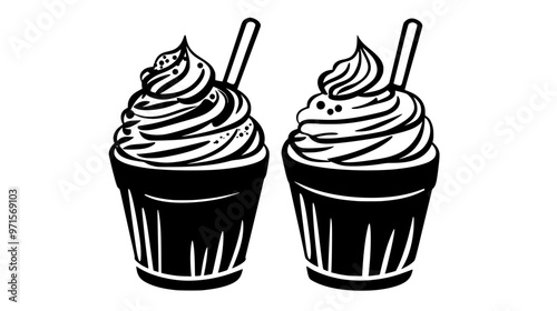 Creamy frosting made by blending butter with confectioner's sugar, used for decorating desserts, vector illustration art