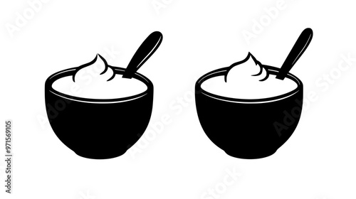 Creamy custard made from simmered milk and eggs, often served in dessert forms, vector illustration art