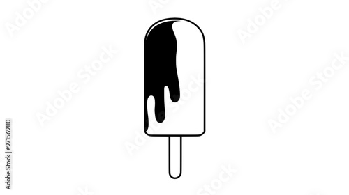 Creamy popsicle on a flat surface, no visible decorations or additional elements, vector illustration art