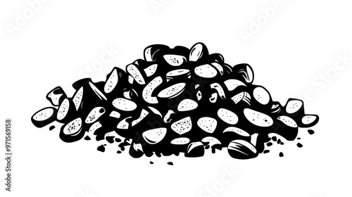 Crushed nuts mixed with cookie crumbs, providing a crunchy texture for toppings or crusts, vector illustration art