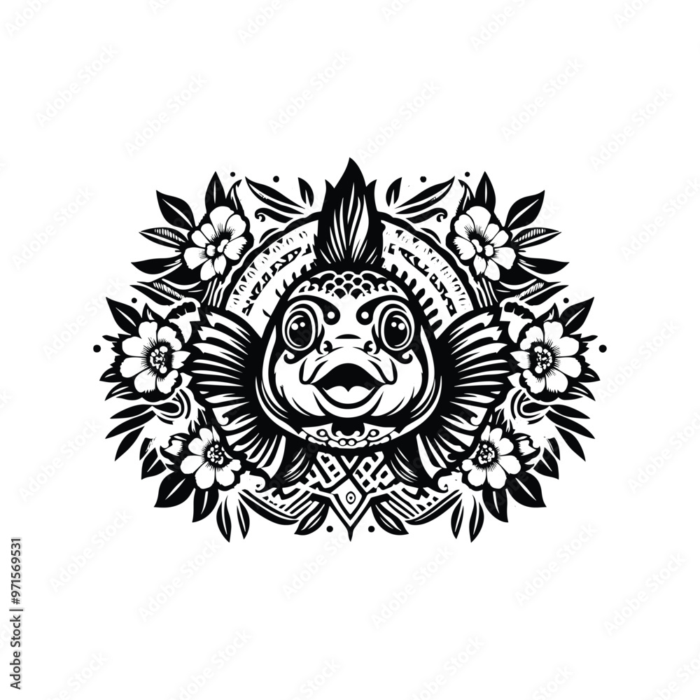 Obraz premium Mandarinfish in folk art