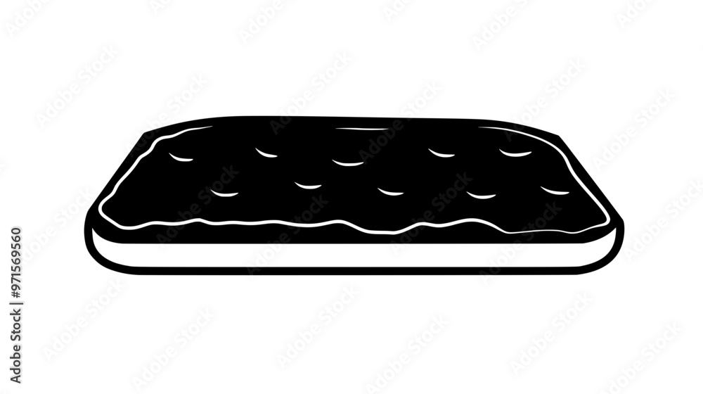 Flat pastry with an elongated shape displayed on a plain surface, vector illustration art Flat pastry with an elongated shape displayed on a plain surface, vector illustration art