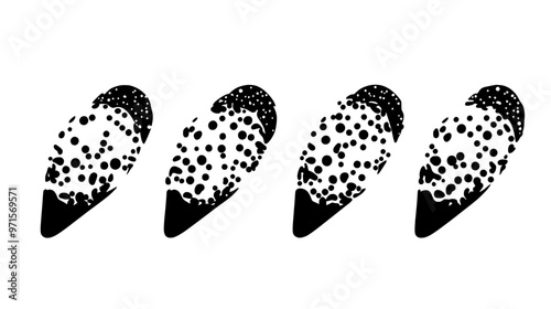 Four cannoli arranged symmetrically, evenly spaced, no distractions, vector illustration art