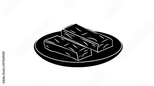 Fruit bars neatly arranged in a small dish, each piece placed parallel to the others, vector illustration art