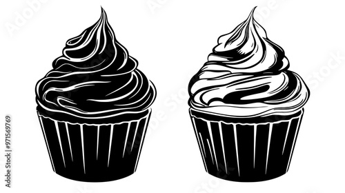 Glossy mixture of chocolate and cream, used as a frosting or filling in baked goods, vector illustration art