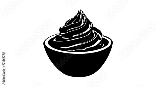 Glossy mixture of chocolate and cream, used as a frosting or filling in baked goods, vector illustration art