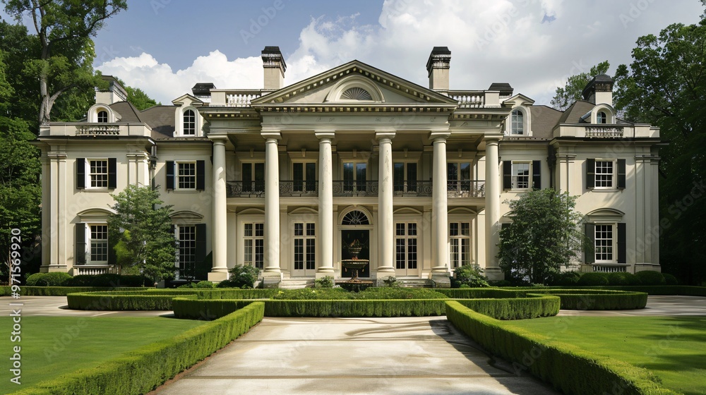Fototapeta premium Classic Mansion with Formal Gardens