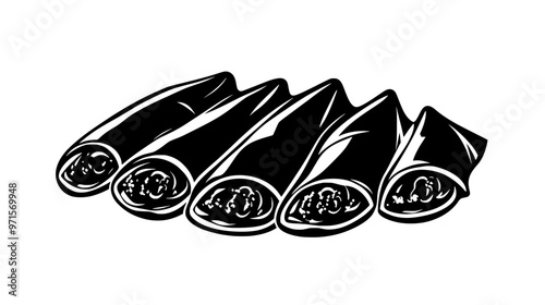 Six cannoli in a circular pattern, no surrounding elements visible, vector illustration art