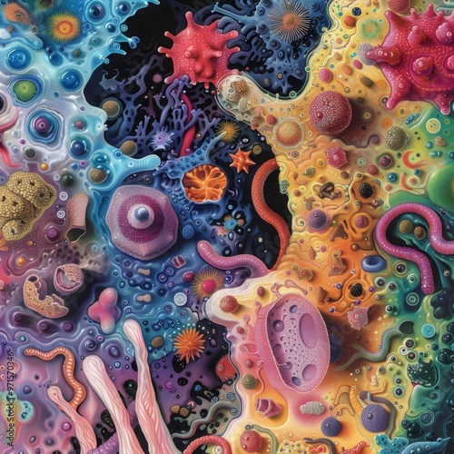 Captivating Microscopic Worlds Fluid Organic Shapes and Vibrant Biological Patterns