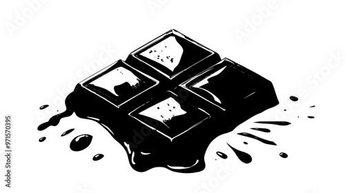 Partially melted milk chocolate square with visible texture, vector illustration art