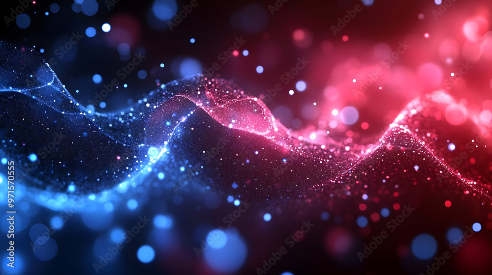 Abstract waves of light in blue and red, representing energy and motion. Abstract waves of light in blue and red, representing energy and motion.