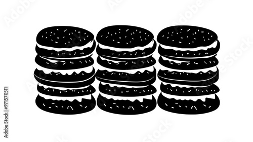 Peppermint-flavored cookies stacked in rows, prepared for a holiday gathering, vector illustration art
