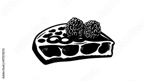 Piece of fruit-based confection with visible fruit pieces embedded in firm, textured structure, vector illustration art