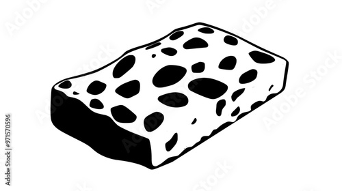 Piece of soft nougat with smooth texture and visible nut fragments, vector illustration art