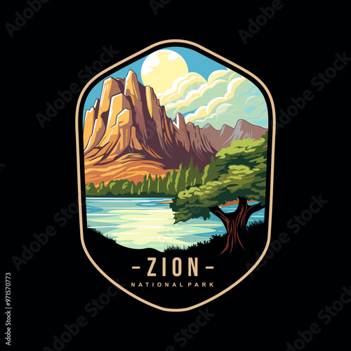 Zion National Park Emblem patch logo illustration