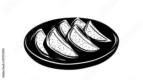 Halva slices arranged in a semicircular formation on a plate, vector illustration art
