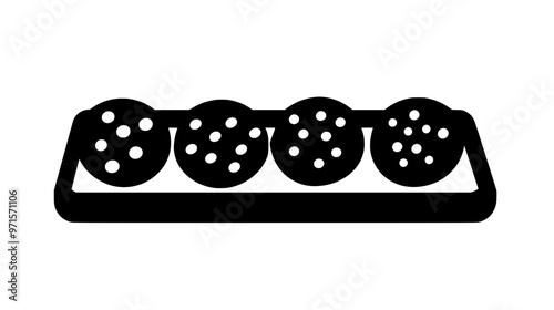 Row of cookies neatly arranged on a flat serving surface, vector illustration art