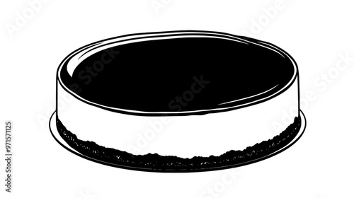 Round, unsliced cheesecake on a flat, even surface, vector illustration art