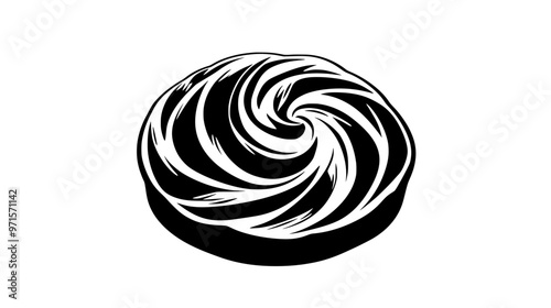 Round Danish pastry with an open center on a plain, smooth surface, vector illustration art