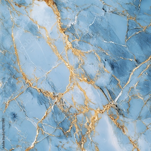 light blue marble with gold veins, creating an elegant and luxurious texture for wall cladding