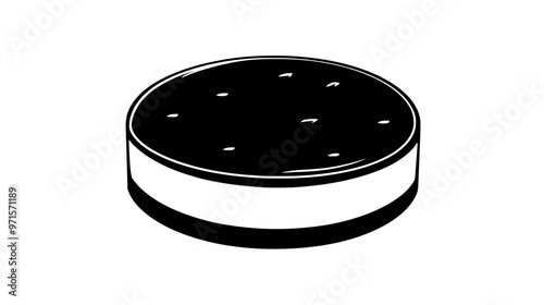 Round, unsliced cheesecake on a flat, even surface, vector illustration art