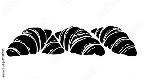 Croissants arranged in a simple pattern, with no additional items in the frame, vector illustration art