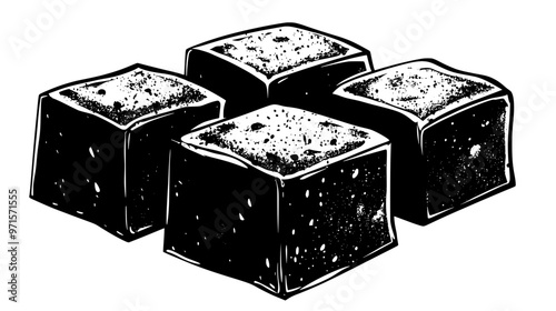 Halva portions cut from a block placed side by side, vector illustration art