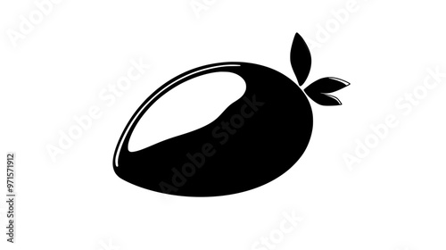 Single chocolate-covered fruit resting on a flat surface, vector illustration art