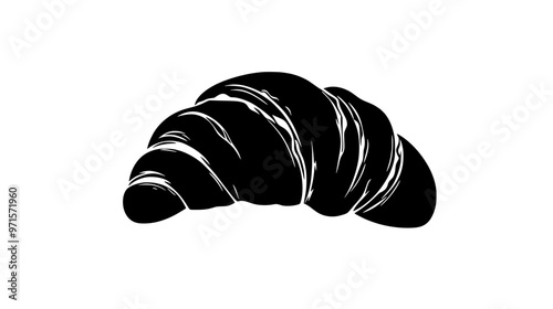 Single croissant with a slightly open center on a plain background, vector illustration art