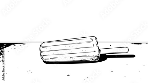 A single layered popsicle placed horizontally on a clean countertop without any additional items nearby, vector illustration art
