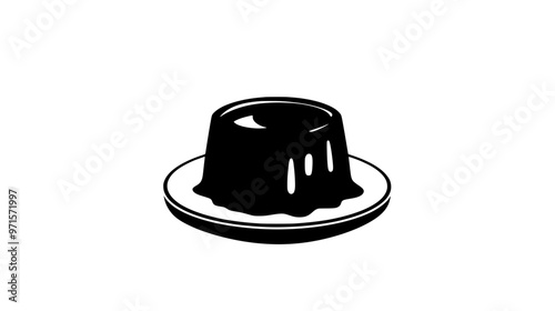 Single panna cotta in the center of the image with no visible elements, vector illustration art