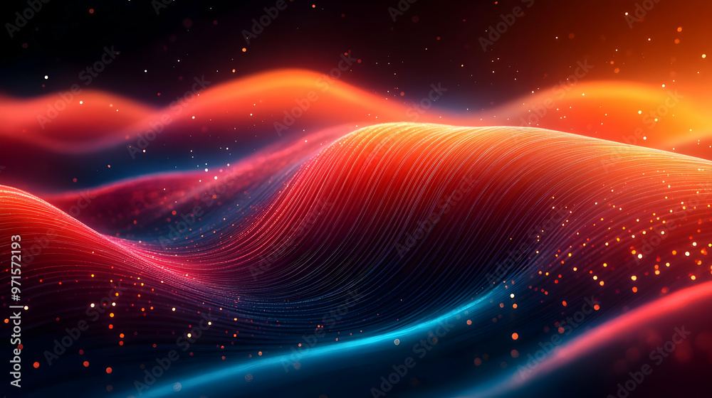Abstract waves of vibrant colors create a dynamic visual representation of energy and movement. Abstract waves of vibrant colors create a dynamic visual representation of energy and movement.