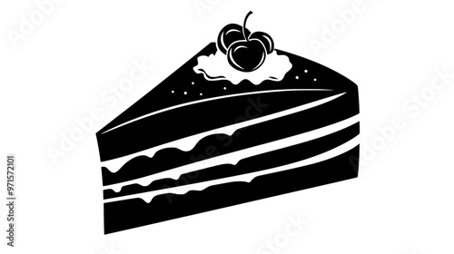 Slice of classic confection revealing firm, cohesive texture with clean, smooth surface, vector illustration art