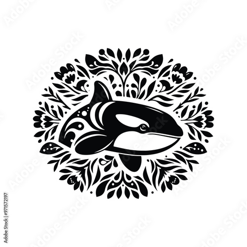 orca fish in folk art
