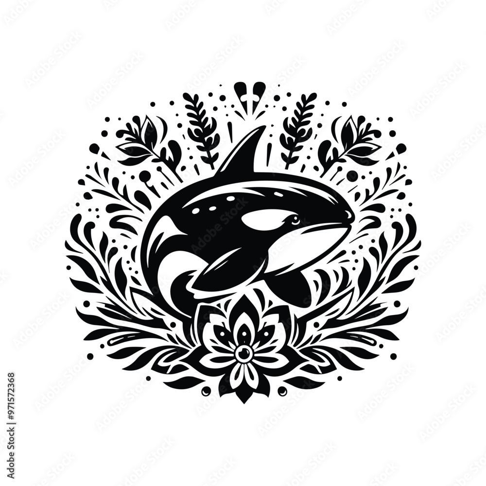 orca fish in folk art orca fish in folk art