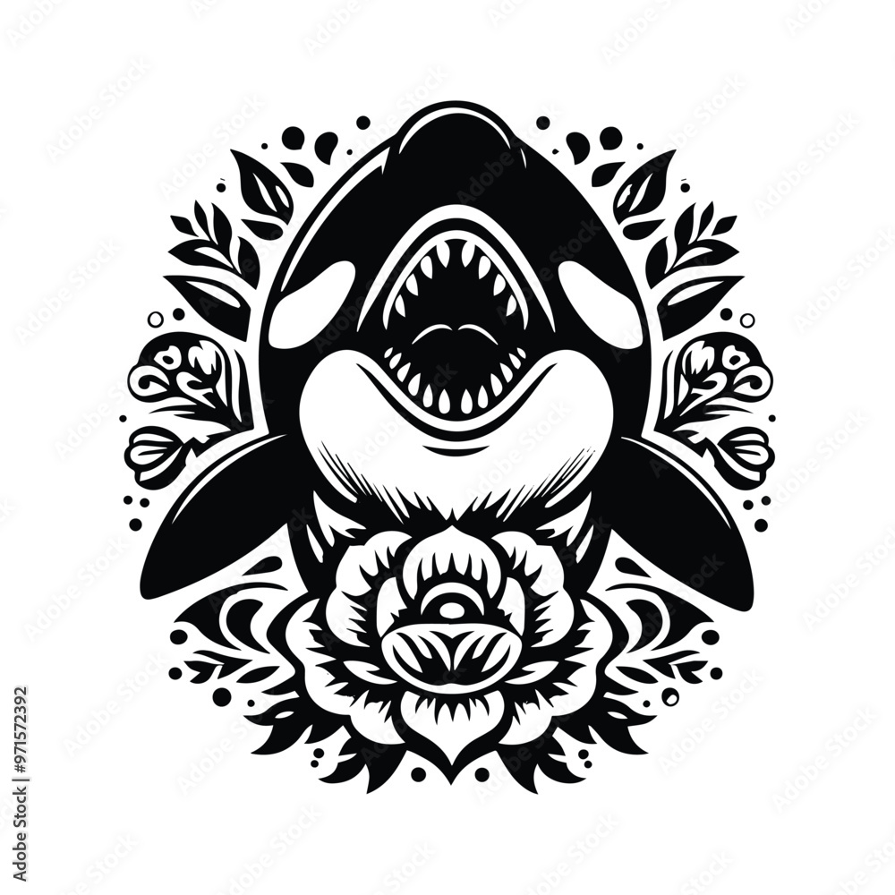 Obraz premium orca fish in folk art