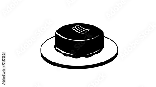 Small treat on a round dish, representing an exclusive flavor, vector illustration art