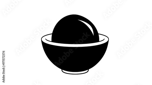 Sorbet displayed in a plain bowl on a flat surface with no toppings or utensils, vector illustration art